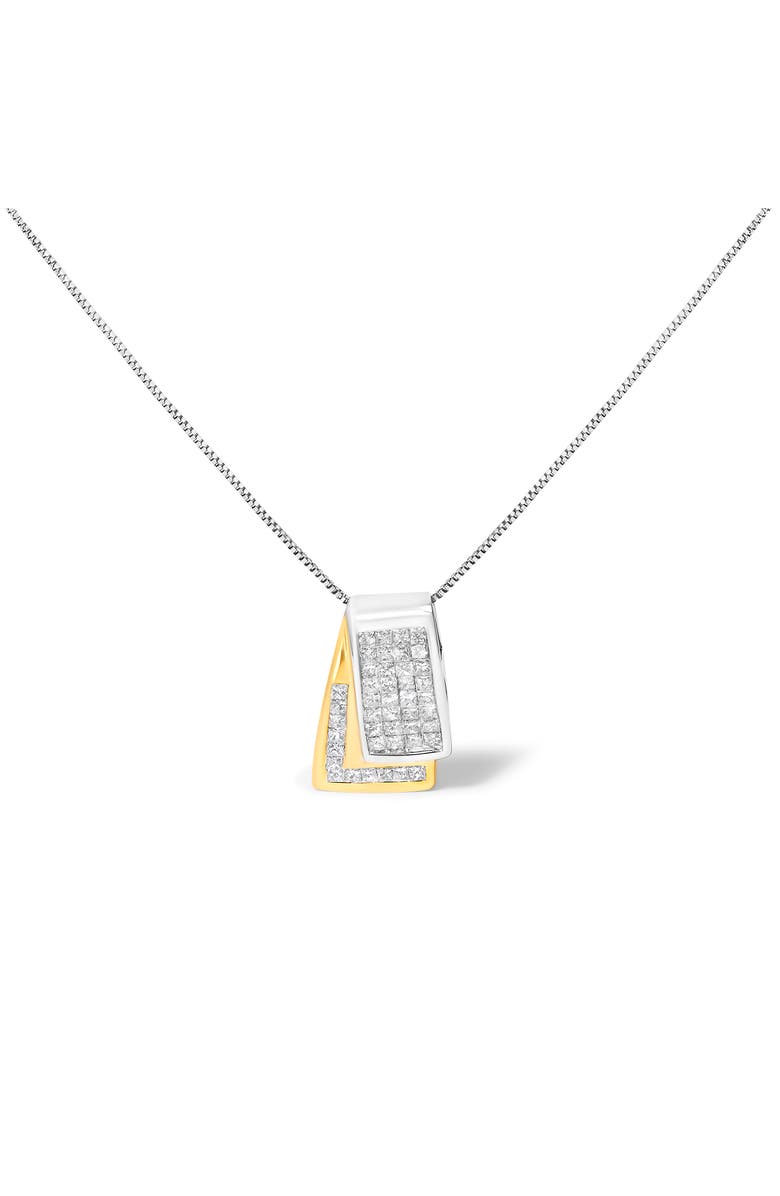 Haus of Brilliance 14K Gold 1.0 Cttw Princess Cut Diamond Foldover Box Pendant Necklace, Main, color, Yellowwhite