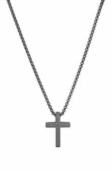 Men's Lord's Prayer Cross Pendant Necklace
