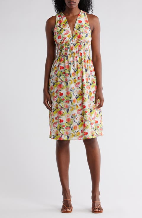 Springwater Print Sleeveless Dress