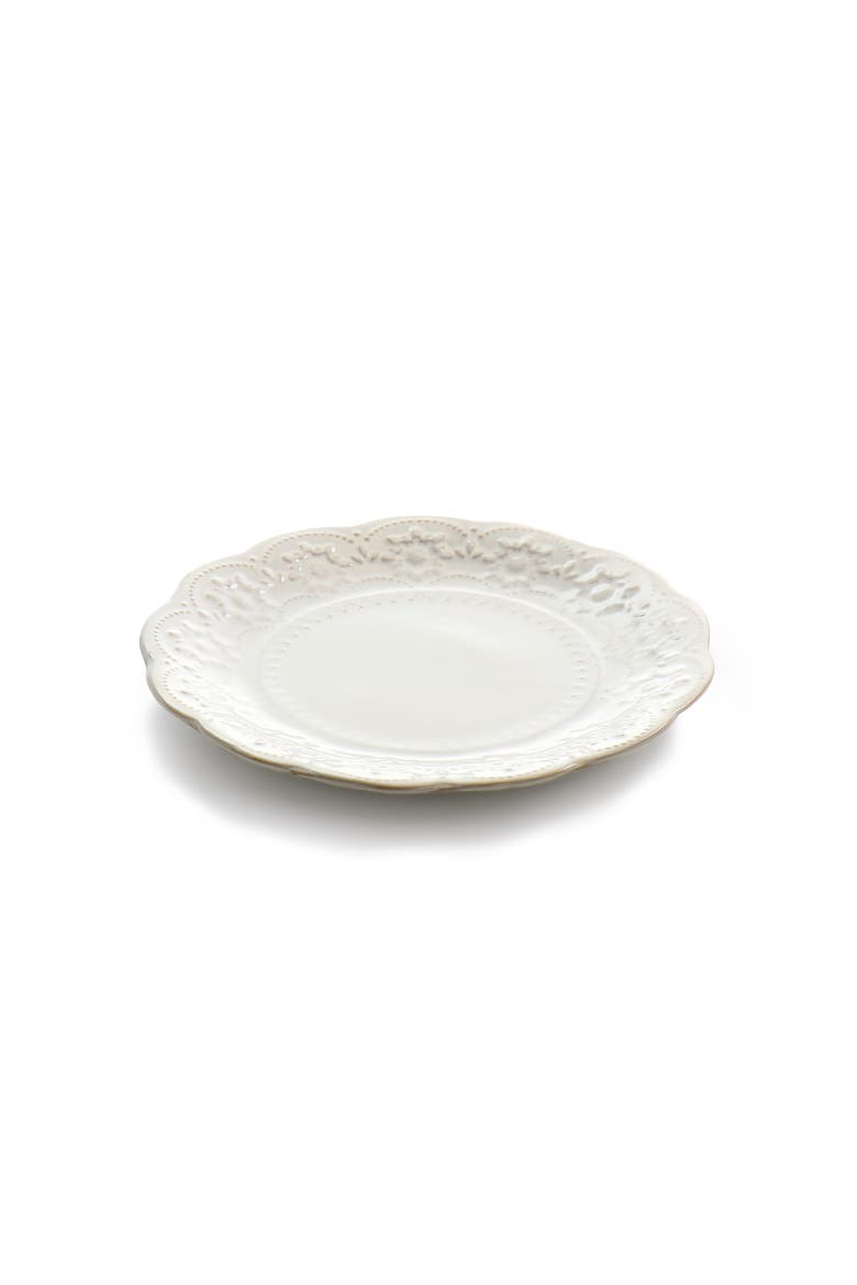 Countess 16 Piece Embossed Double Bowl Stoneware Dinnerware Set, Alternate, color, White