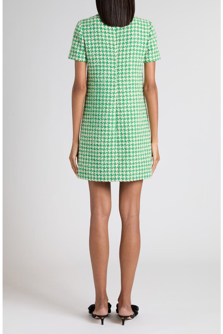 Houndstooth Cotton Blend Tweed Minidress, Alternate, color, GREEN