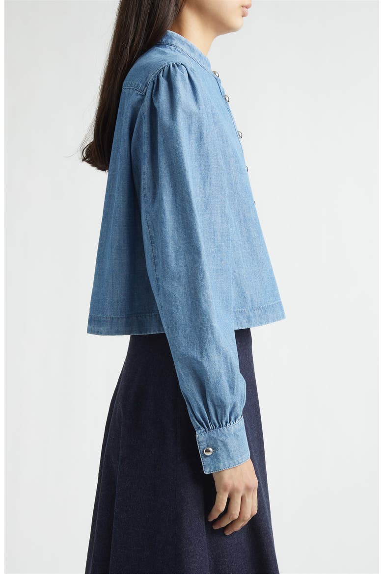 Margot Crop Chambray Top, Alternate, color, INDIGO