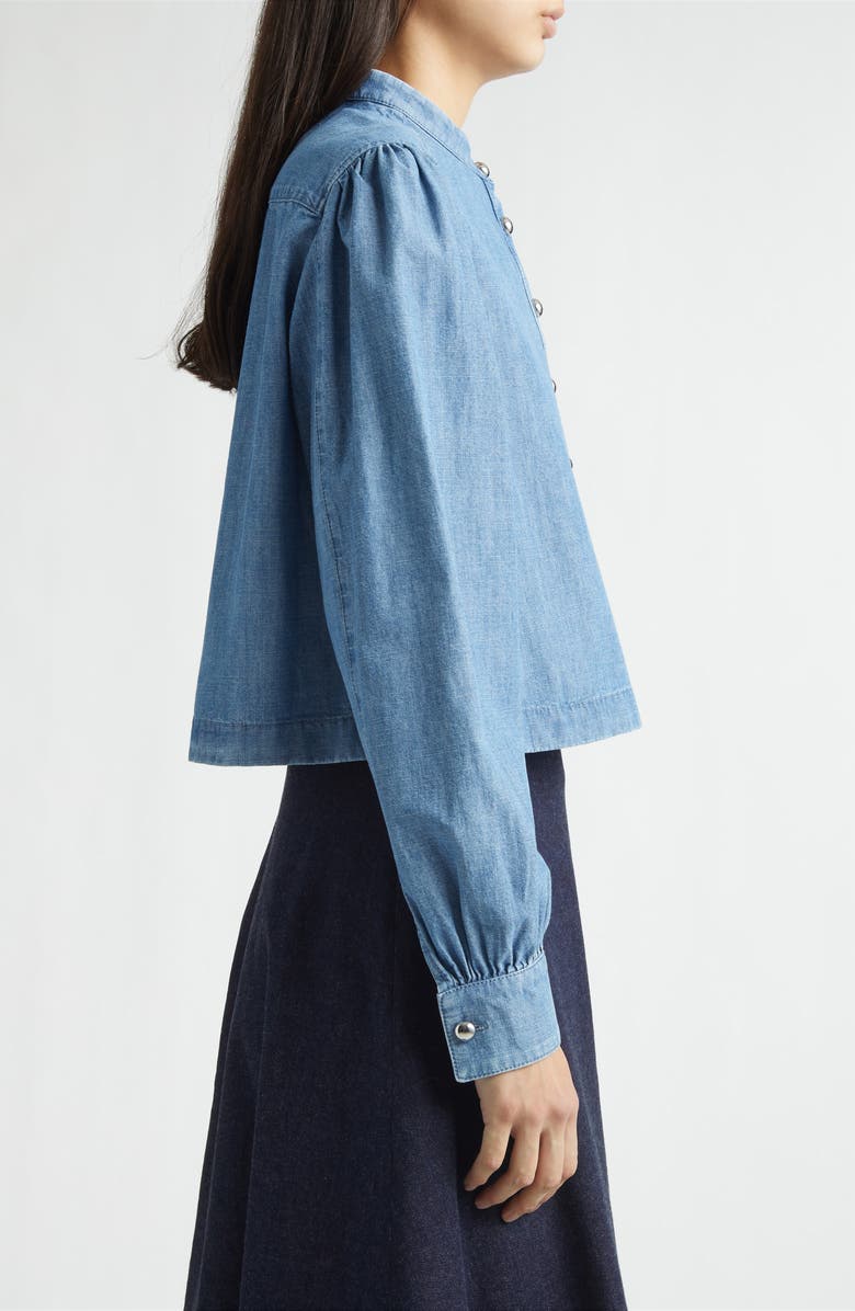 Altuzarra Margot Crop Chambray Top, Alternate, color, Indigo