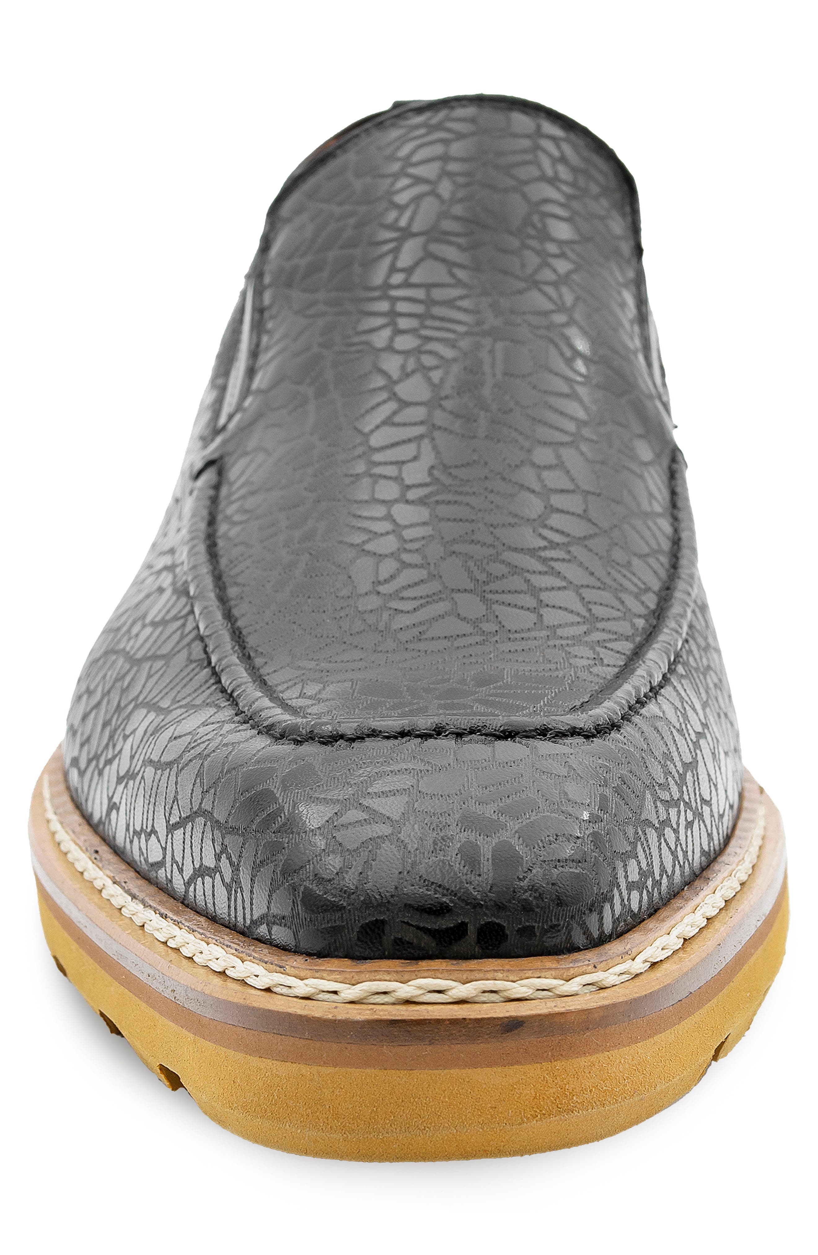 Mezlan Textured Slip-On Loafer, Alternate, color, Black