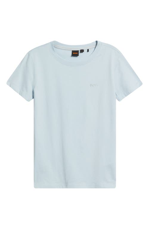 Hugo Boss Boss Orange Esogo Crewneck Cotton T-shirt In Blue