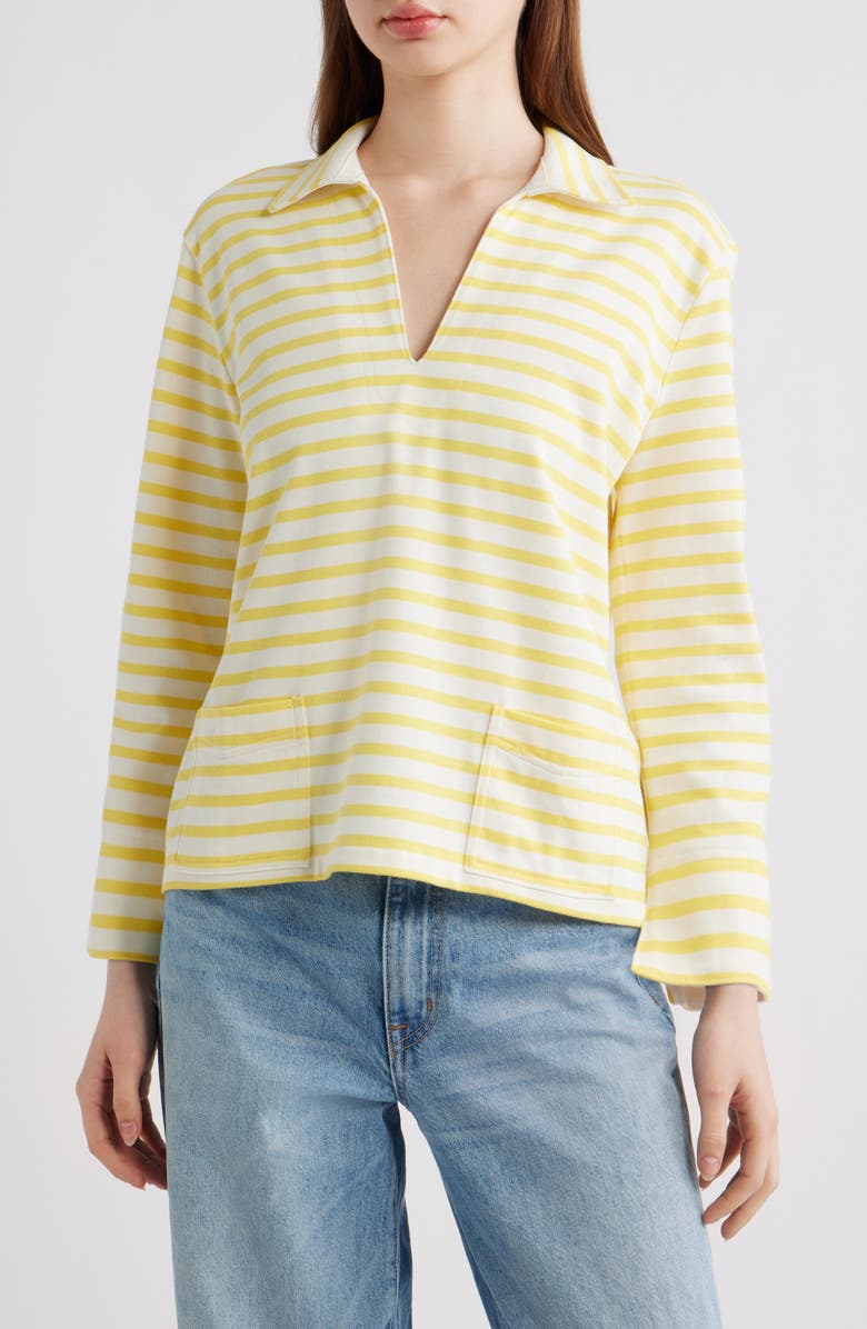 Polo Ralph Lauren Mariner Stripe Jersey Shirt, Main, color, Sunfish Yellow/ Deckwash White