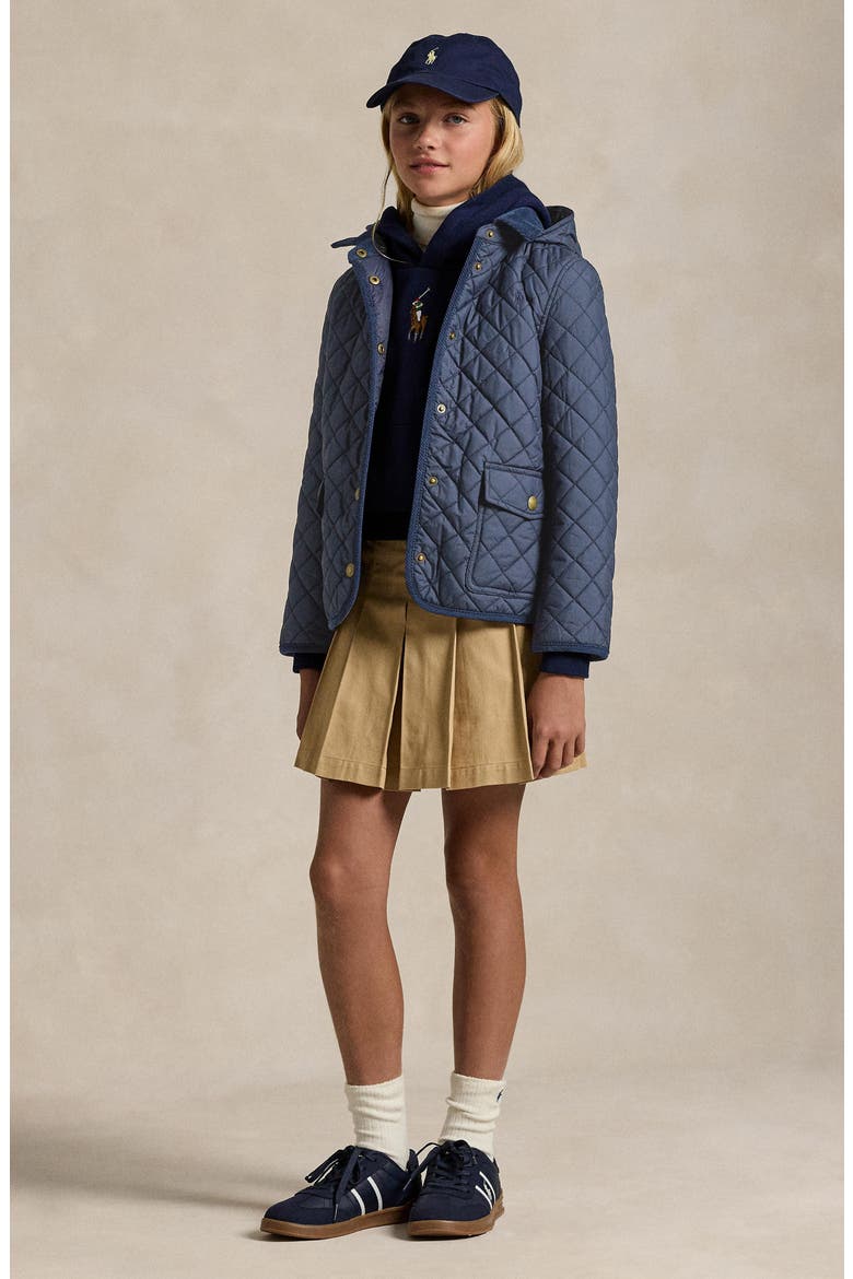 Kids' Audrey Quilted Jacket with Removable Hood, Alternate, color, NAVY