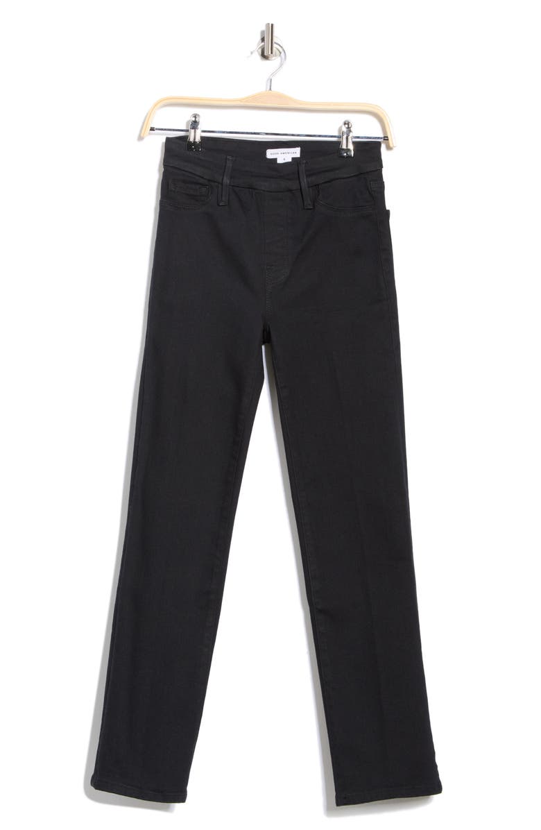 Good American Power Stretch Pull-On Ankle Straight Leg Jeans, Alternate, color, Black001