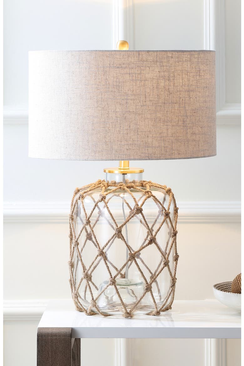 Mer Glass and Rope LED Table Lamp, Alternate, color, Brown/Clear