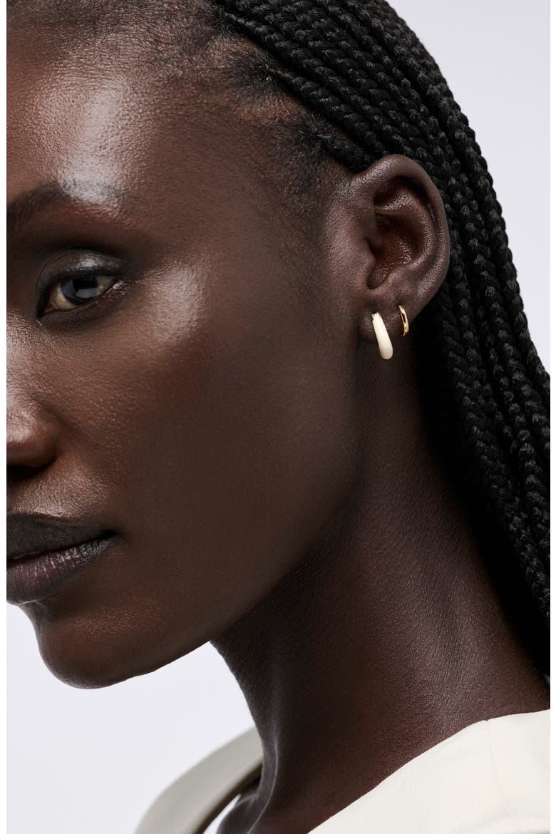 Dakota Mini Huggie Hoop Earrings, Alternate, color, GOLD / WHITE