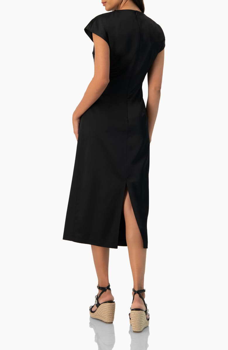 IVONNE Off-Shoulder Straight Satin Dress with Side Knot, Alternate, color, Black