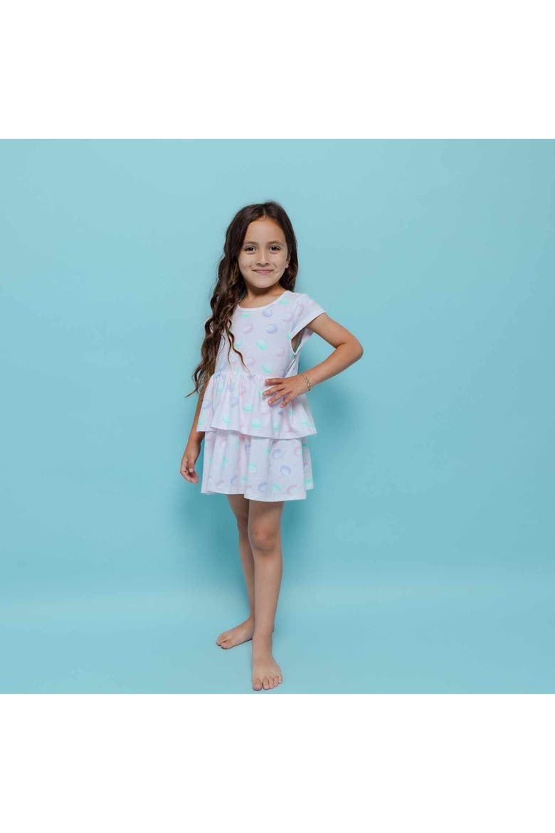 Kids Organic Layered Dress with Matching Biker Shorts, Alternate, color, Macarons