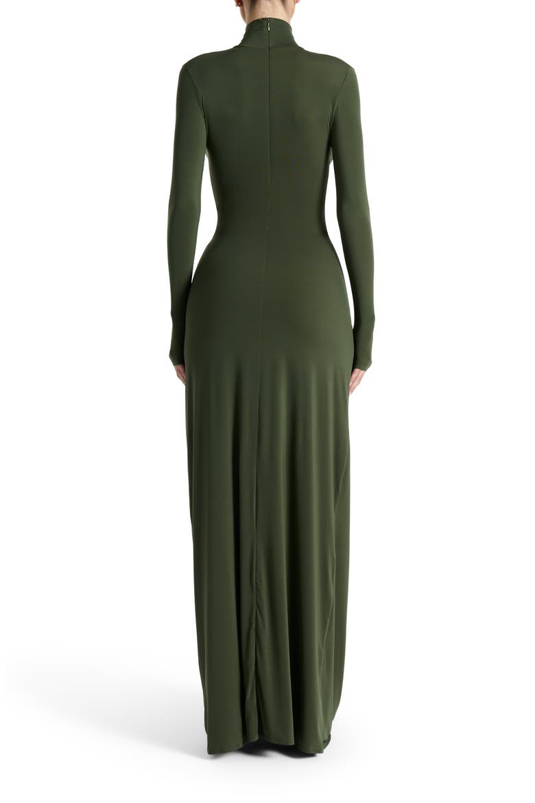 Cutout Tie Front Long Sleeve Maxi Dress, Alternate, color, DARK OLIVE