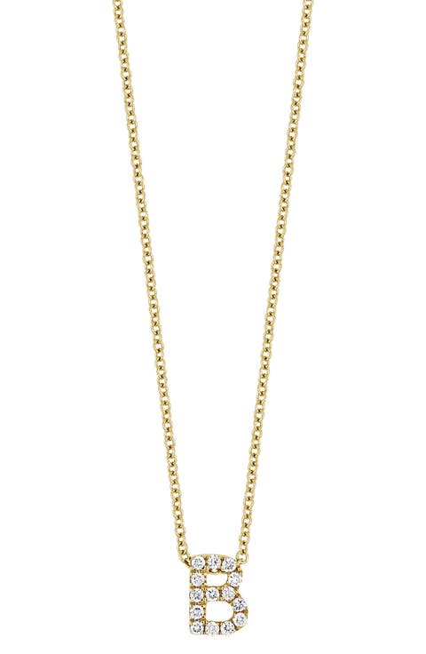 18k Gold Pavé Diamond Initial Pendant Necklace