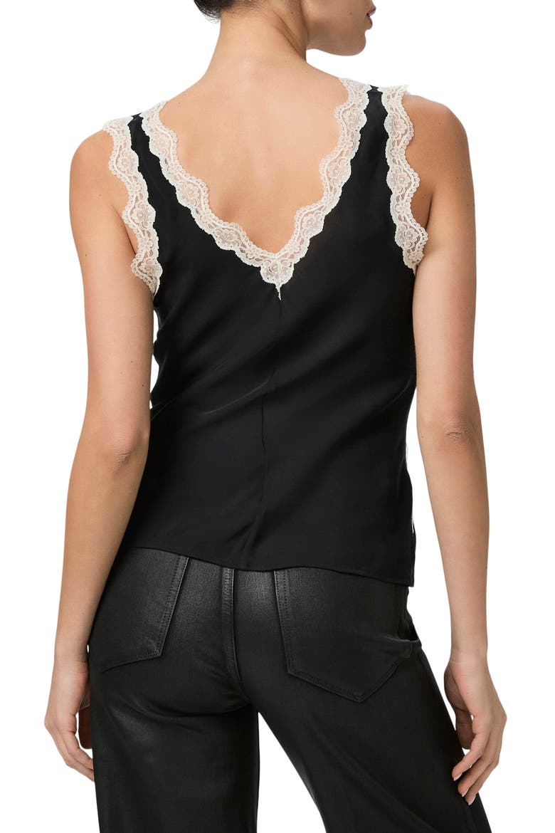 Terezia Lace Trim Silk Tank, Alternate, color, BLACK W/ ANTIQUE WHITE LACE