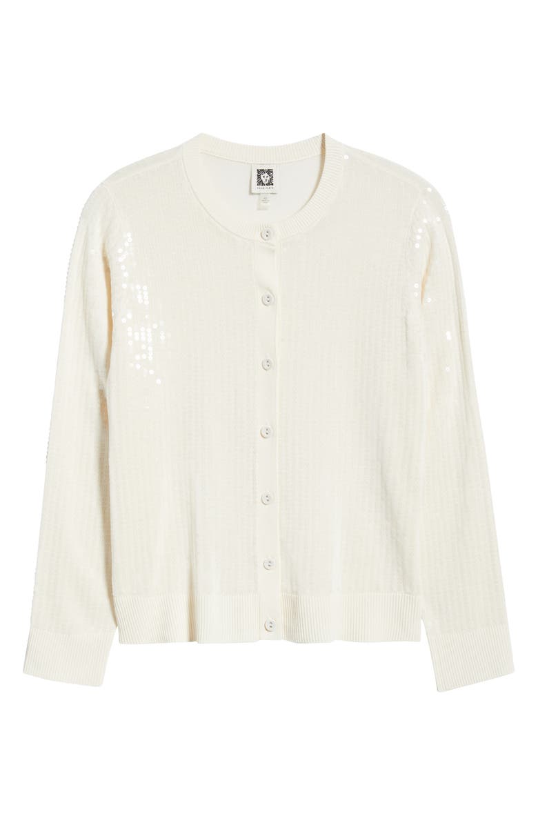 Anne Klein Clear Sequin Cardigan, Alternate, color, White Dove