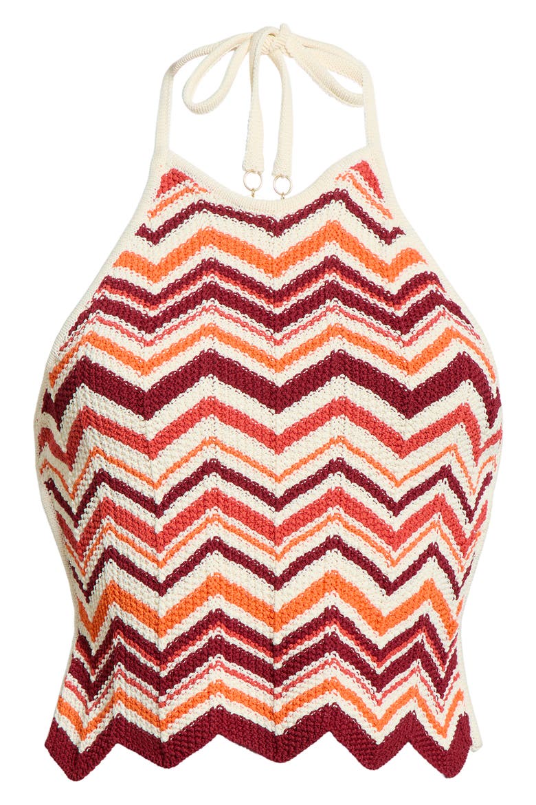 Chevron Knit Halter Crop Top, Alternate, color, TOFFEE TWIST