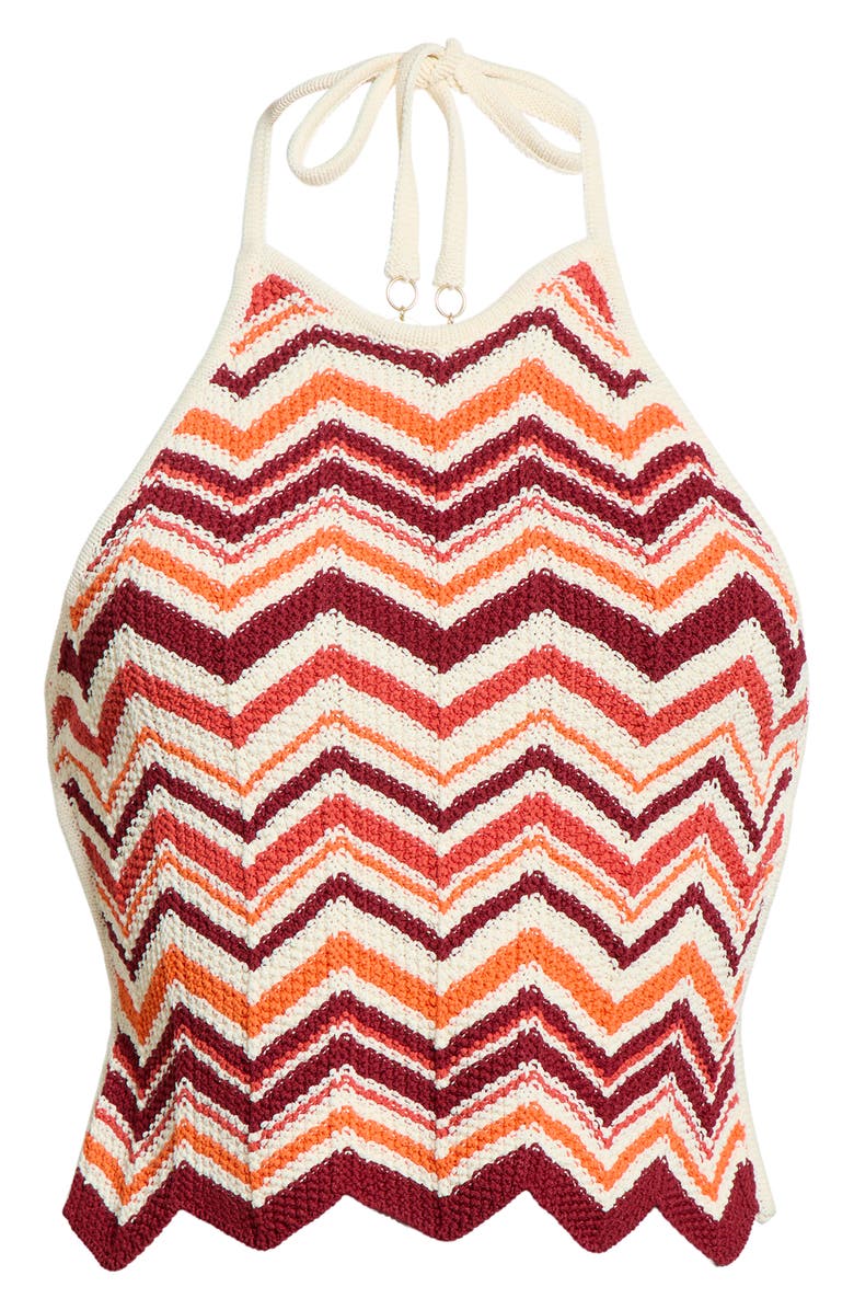 Kulani Kinis Chevron Knit Halter Crop Top, Alternate, color, Toffee Twist