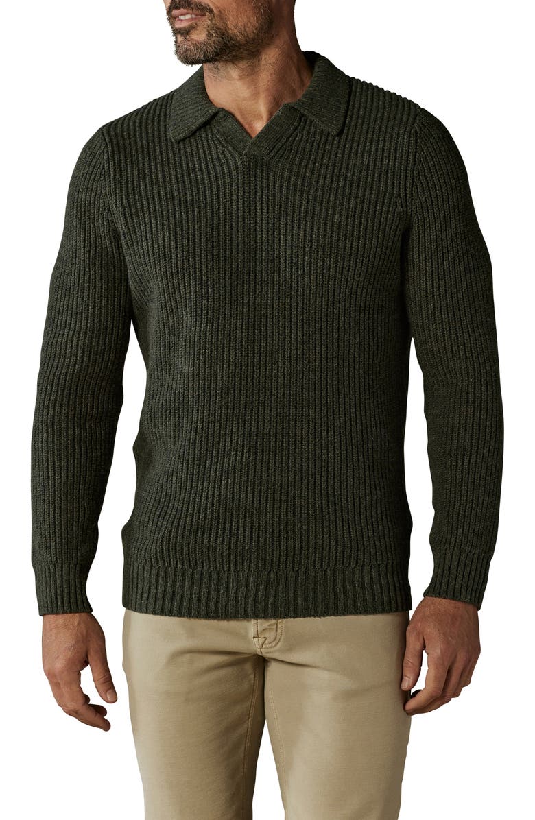 The Normal Brand Ribbed Cotton Blend Polo Sweater, Main, color, Olive