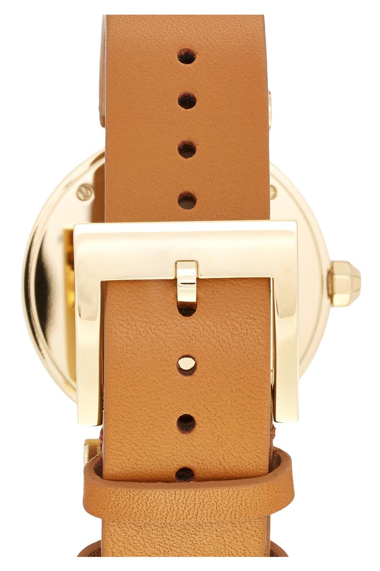 Leather Strap Watch, 35mm, Alternate, color, LUGGAGE/ IVORY