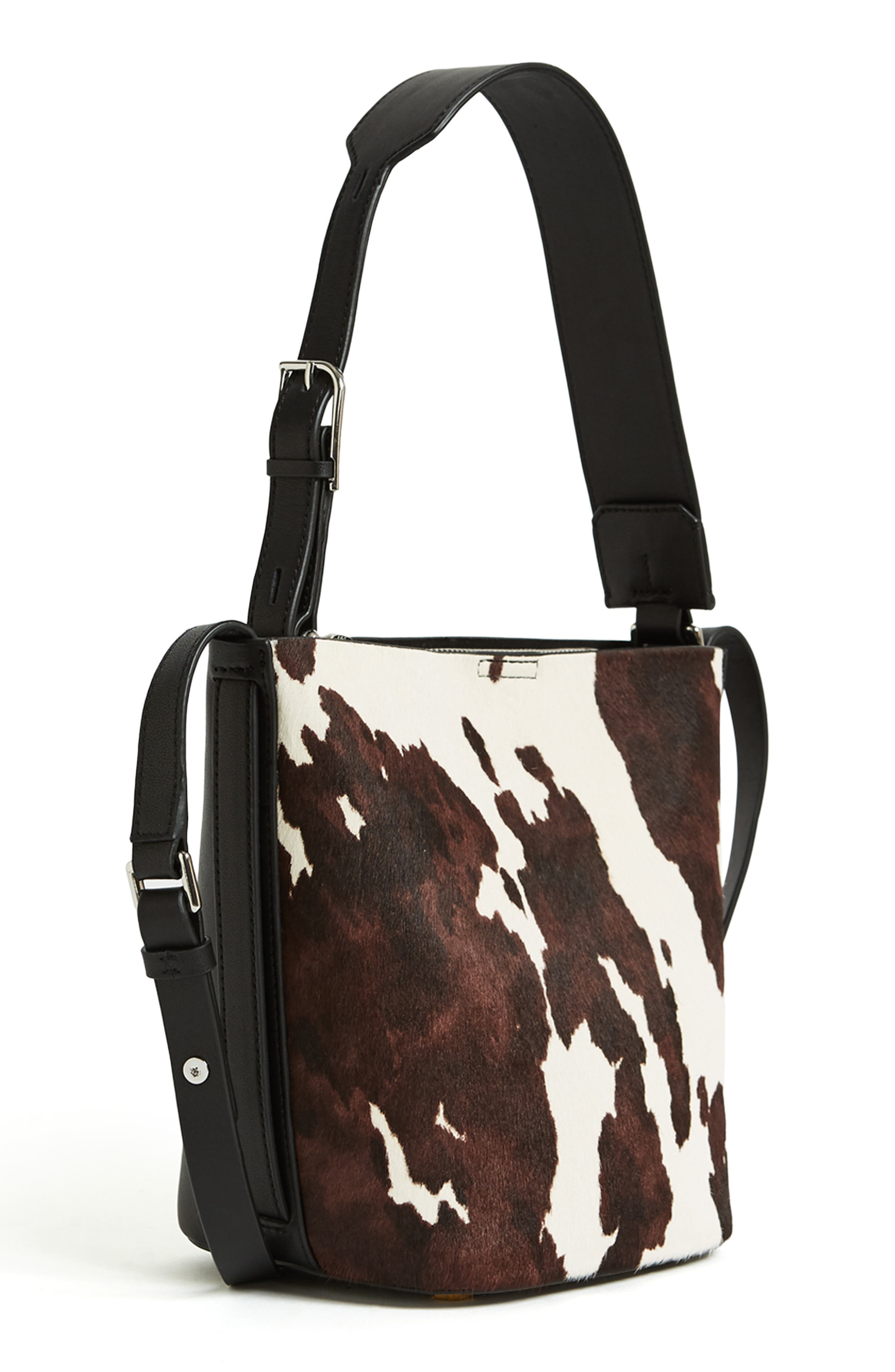 Reiss Hudson Mini Calf Hair Bucket Bag, Alternate, color, 