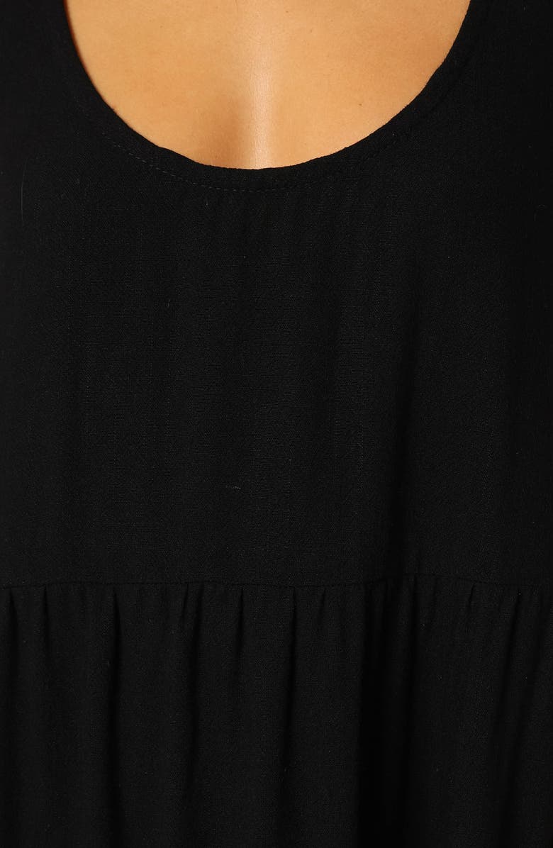 Petal & Pup Marcy Linen Midi Dress, Alternate, color, Black