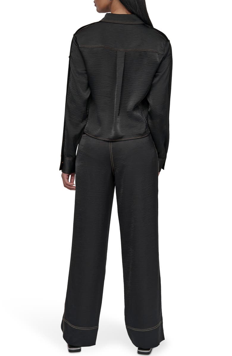 DKNY Glazed Crinkle Satin Button-Up Shirt, Alternate, color,