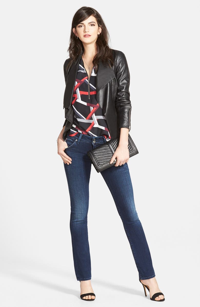 Trouvé Drape Collar Leather Jacket, Alternate, color,