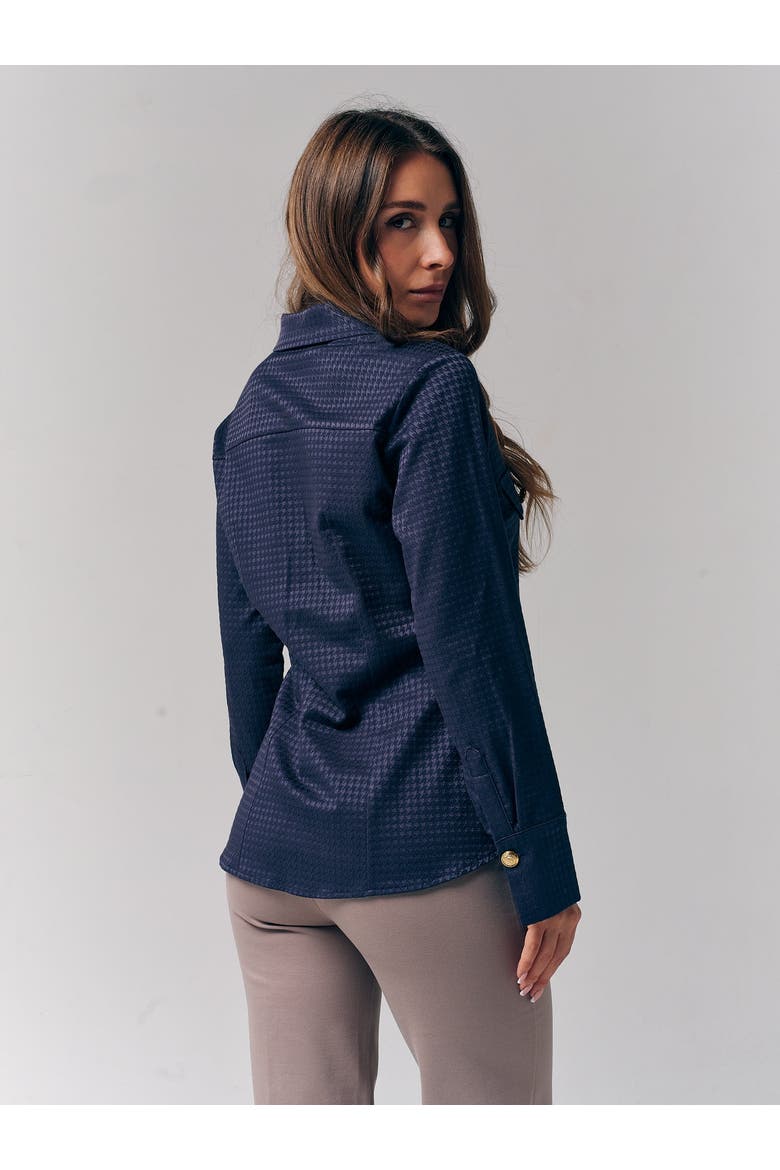 Houndstooth Pattern Shirt, Alternate, color, Navy
