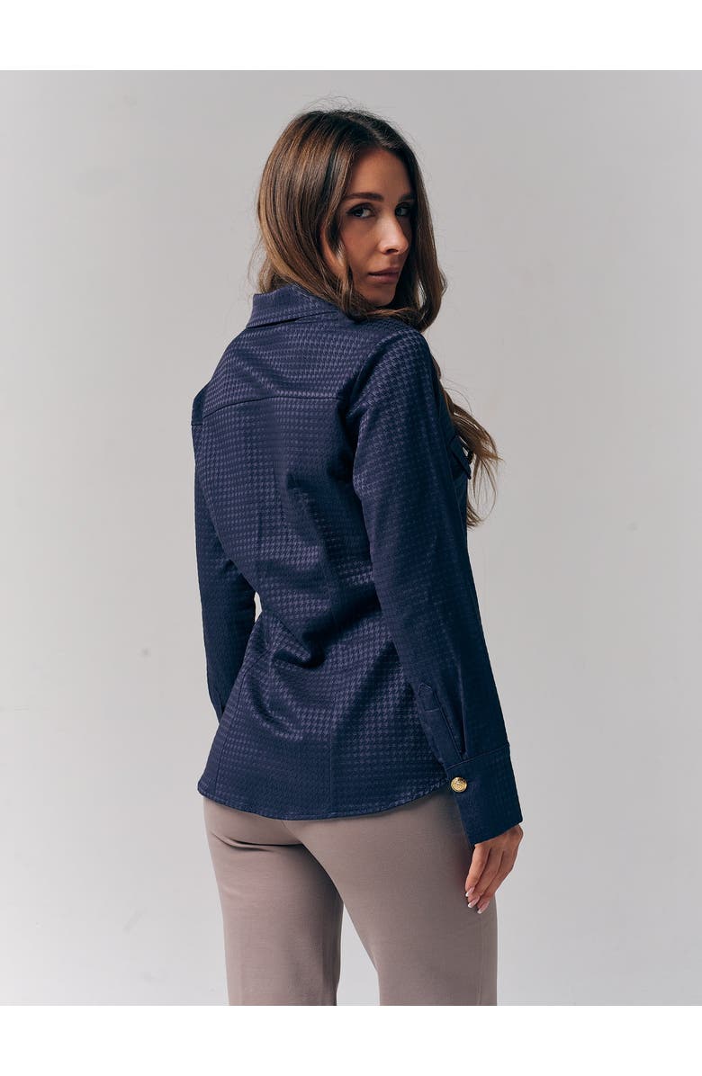 Le Fafo Houndstooth Pattern Shirt, Alternate, color, Navy