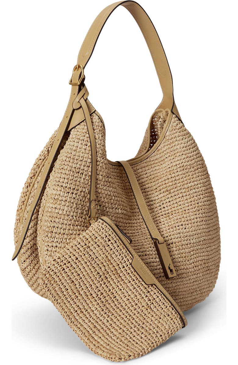 Polo Ralph Lauren Raffia Shoulder Bag, Alternate, color, Natural/ Cashmere