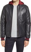 Bugatchi Hooded Leather Jacket