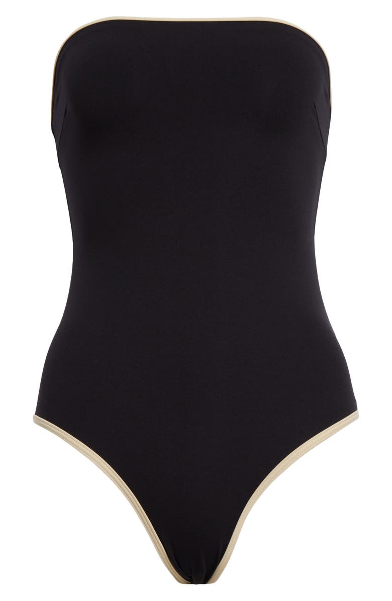TOTEME Stripe Edge Strapless One-Piece Swimsuit, Alternate, color, 