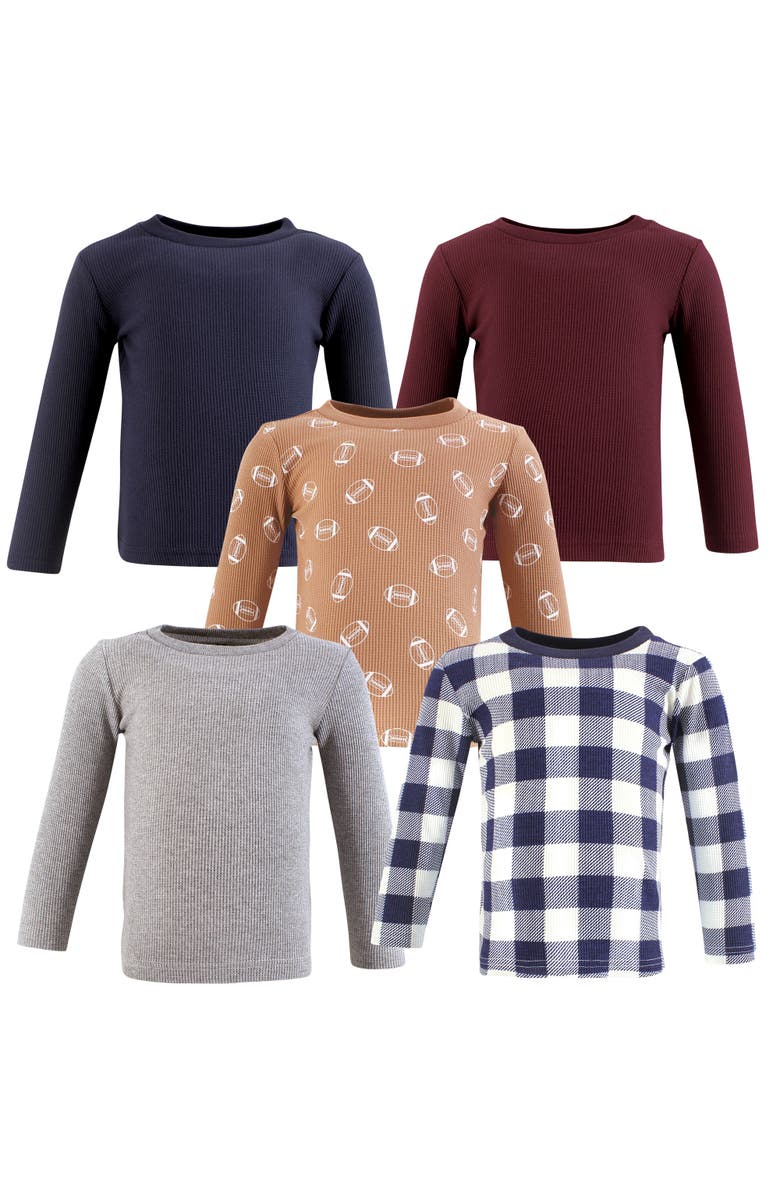 Hudson Baby Warm Long-Sleeve T-Shirt Collection 5-Pack, Main, color, Football