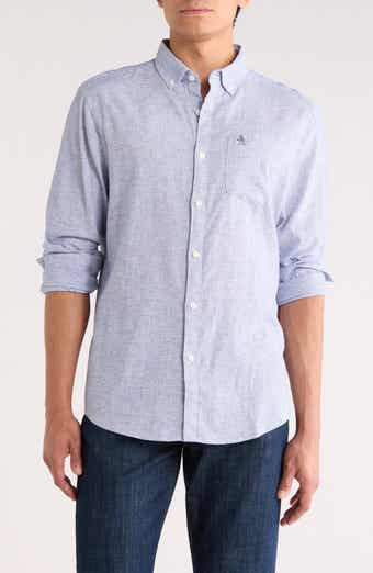 Original Penguin Stripe Stretch Linen & Cotton Button-Down Shirt