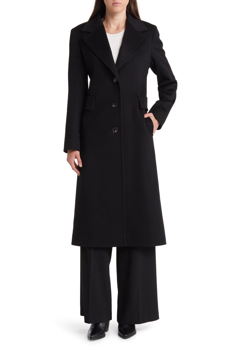 Holland Longline Wool Coat, Main, color, BLACK
