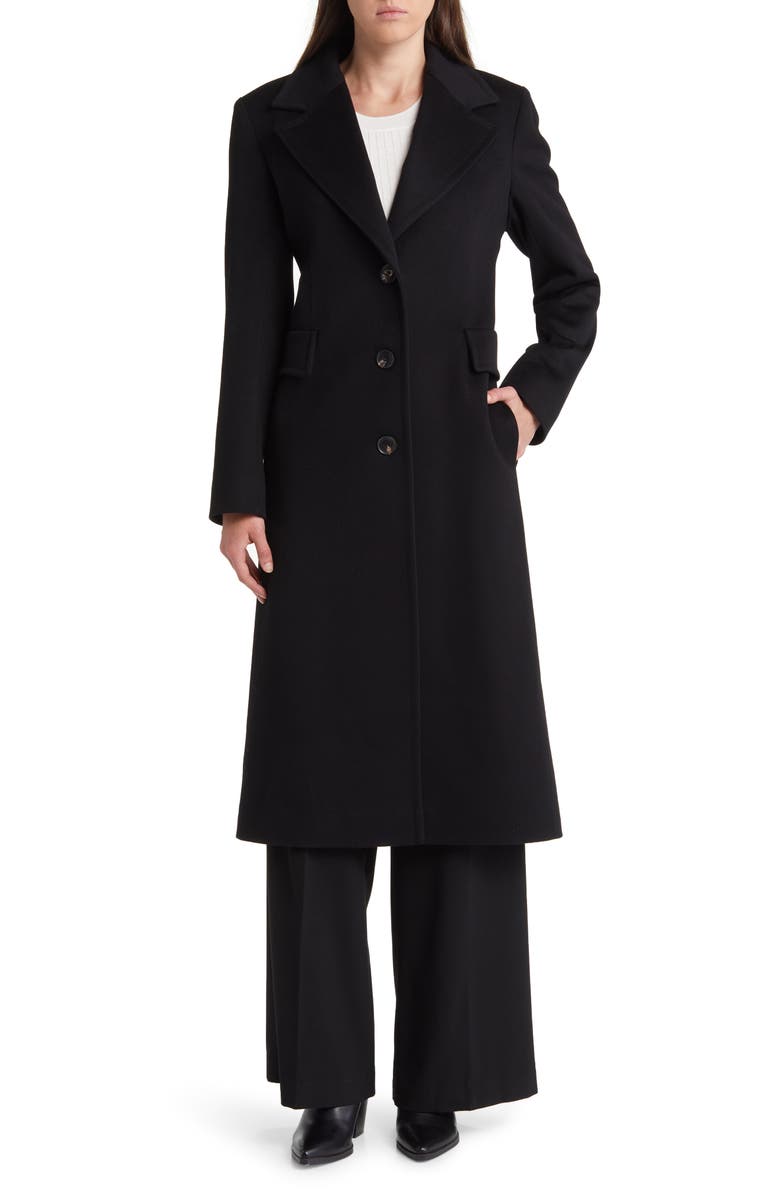 Fleurette Holland Longline Wool Coat, Main, color, Black