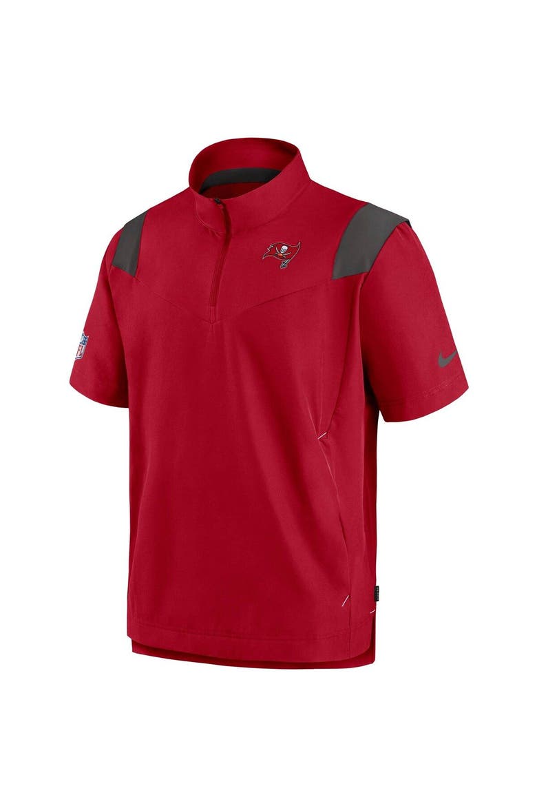 Men's Nike Red Tampa Bay Buccaneers Sideline Coaches Short Sleeve Quarter-Zip Jacket, Alternate, color, Red