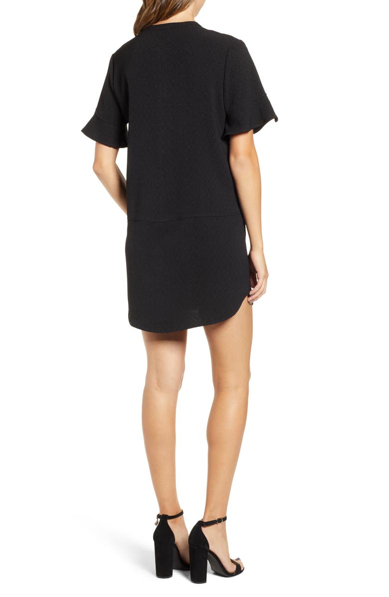 All in Favor Ruffle Sleeve Crepe Shift Dress, Alternate, color,