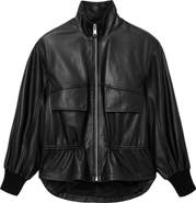 AllSaints Flor Leather Peplum Jacket