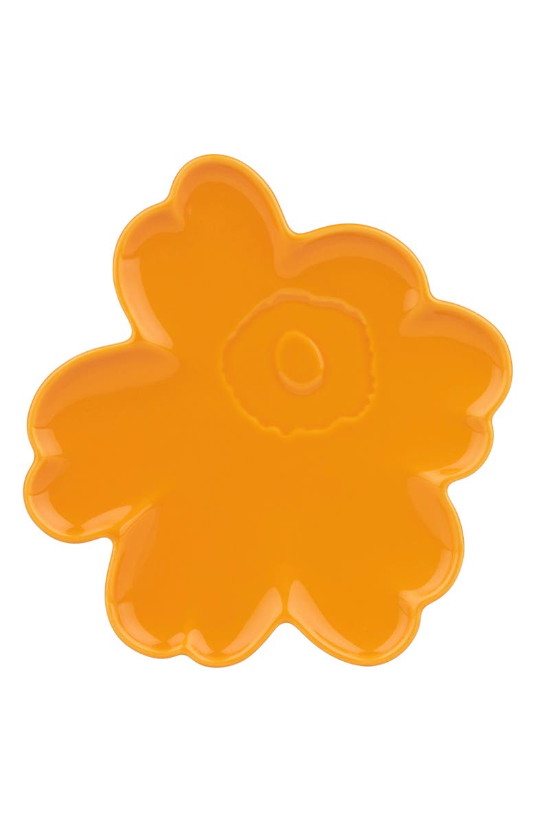 Marimekko Unikko Flower Shape Plate, Main, color, Warm Yellow