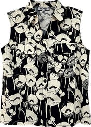 WDNY Floral Sleeveless Button-Up Shirt