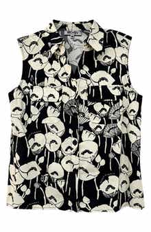 WDNY Floral Sleeveless Button-Up Shirt