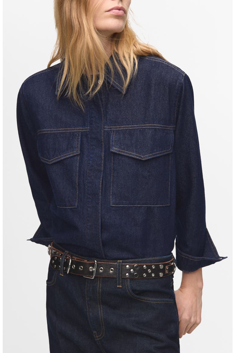 Western Denim Snap-Up Shirt, Main, color, DARK BLUE