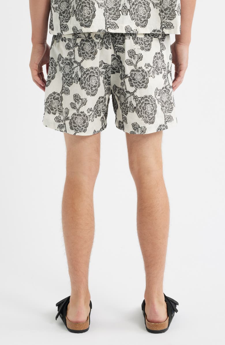 RIZORT Nathan Floral Drawstring Shorts, Alternate, color, White/ Black
