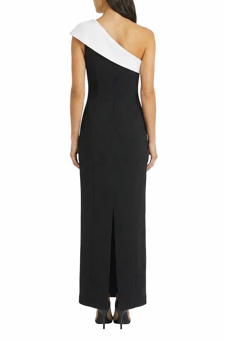 Contrast One-Shoulder Gown, Alternate, color, BLACK/ IVORY