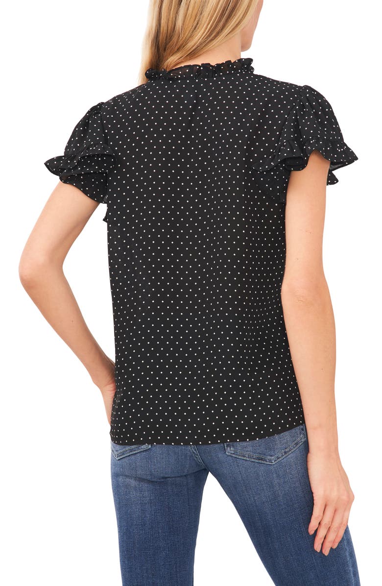 CeCe Polka Dot Ruffle V-Neck Blouse, Alternate, color,