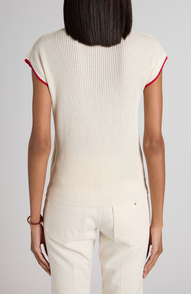 Valentino Chez Valentino Polo Sweater, Alternate, color, White/ Pink