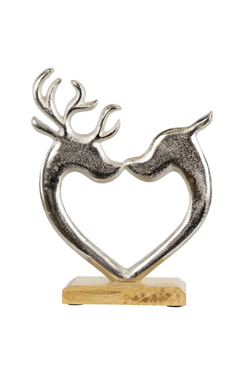 Northlight Heart Shaped Kissing Reindeer Metal Christmas Decoration - 10", Main, color, 
