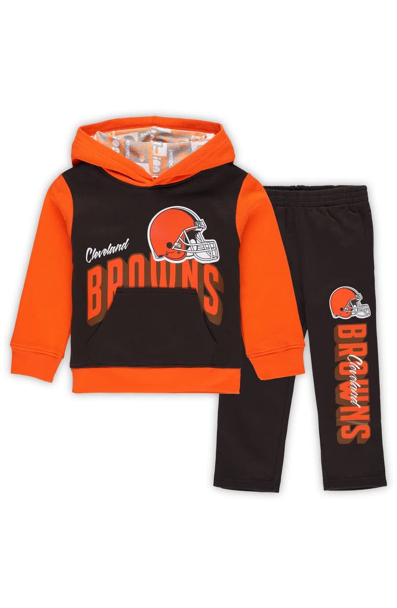 Outerstuff Toddler Brown Cleveland Browns Coin Toss Pullover Fleece Hoodie & Pants Set, Main, color, Brown